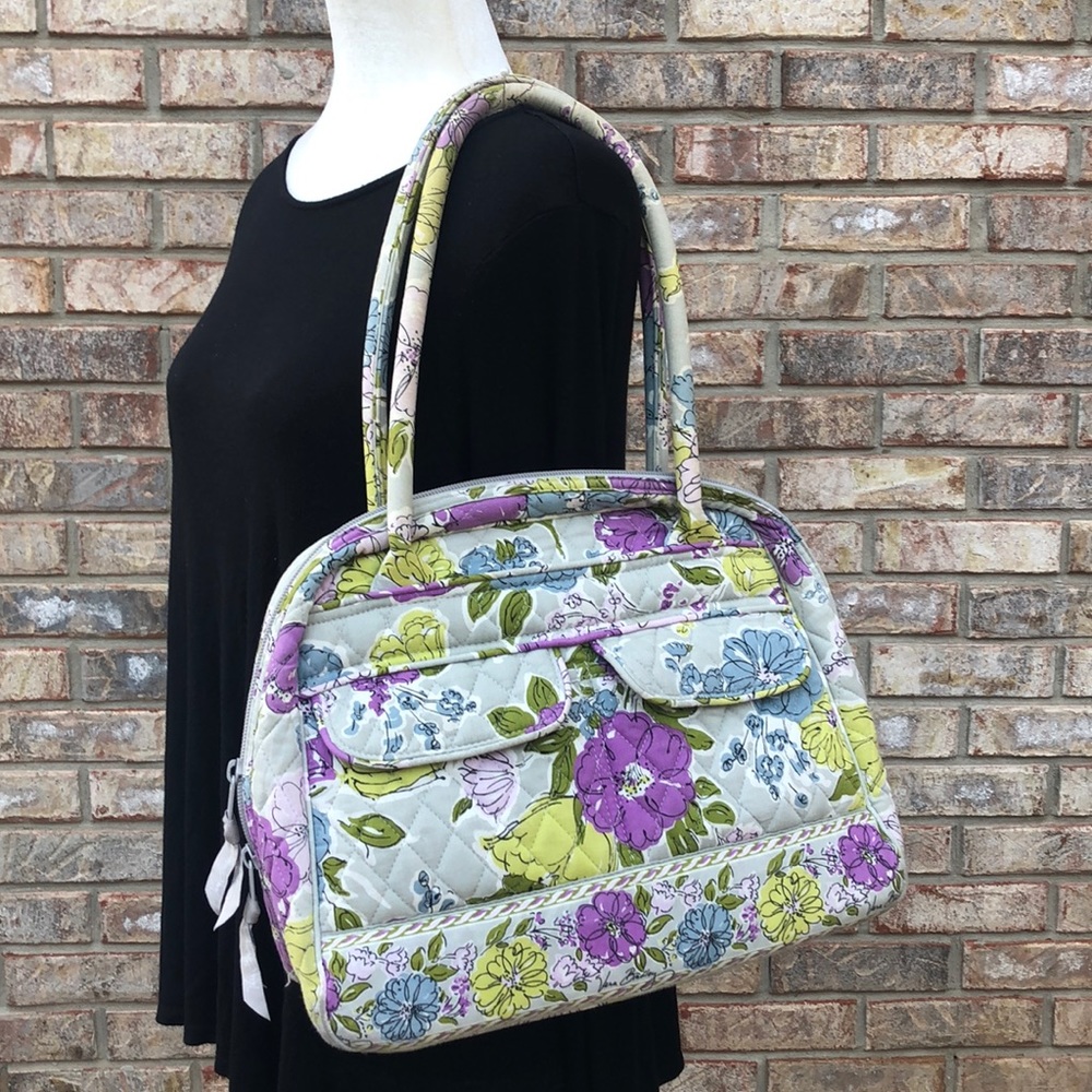 Vera Bradley gray purple olive bag & wallet, VGUC